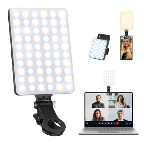 Selfie Licht mit 60 LED Lampenperlen, 3000-6500K 3 Lichtmodi Handylicht, 2000mAh Akku LED Video Licht mit Klammer Telefonhalter, CRI 95+ Fotolicht für iPhone, Android,iPad, Laptop, Camera Selfie Licht mit 60 LED Lampenperlen, 3000-6500K 3 Lichtmodi Handylicht, 2000mAh Akku LED Video Licht mit Klammer Telefonhalter, CRI 95+ Fotolicht für iPhone, Android,iPad, Laptop, Camera von Kinizuxi