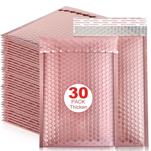 Kinmsito 30 Stück Luftpolsterumschläge Holographisch,Luftpolstertaschen Selbstklebend,Luftpolster Versandtaschen,Wasserdichte Gepolsterte Umschläge für Verpackung Aufbewahrung(18x29cm,Roségold) von Kinmsito