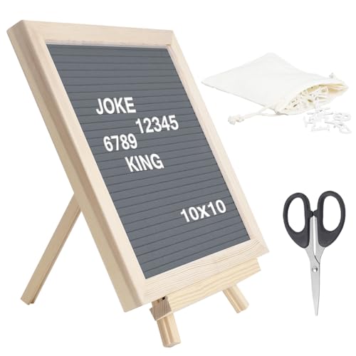 Kinsinder Letter Board aus Holz und Filz, Filz Buchstabenbrett, Auswechselbares Buchstabenbrett, Holzrahmen Botschaftstafel für Büro und Heimdekoration (Grau) von Kinsinder