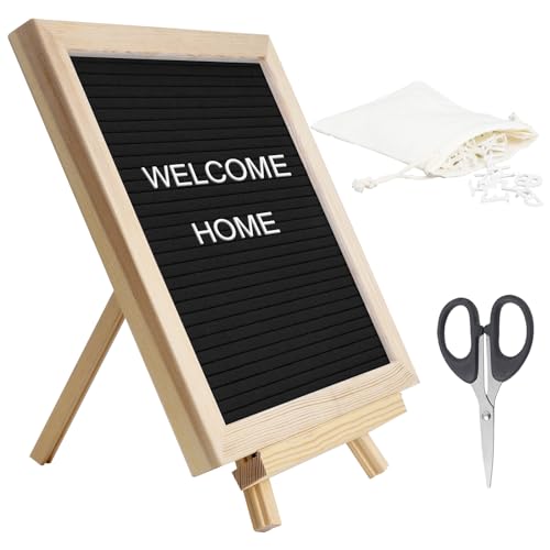 Kinsinder Letter Board aus Holz und Filz, Filz Buchstabenbrett, Auswechselbares Buchstabenbrett, Holzrahmen Botschaftstafel für Büro und Heimdekoration (Schwarz) von Kinsinder