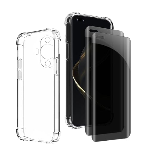Kiokyrgm Panzerglas Sichtschutz für Huawei Nova 11 pro, 1 tpu hülle mit 2 stück panzerglas,9H Glas, Anti-spy folie,Transparenter Silikon Schutzhülle,anti-yellowing,slim von Kiokyrgm