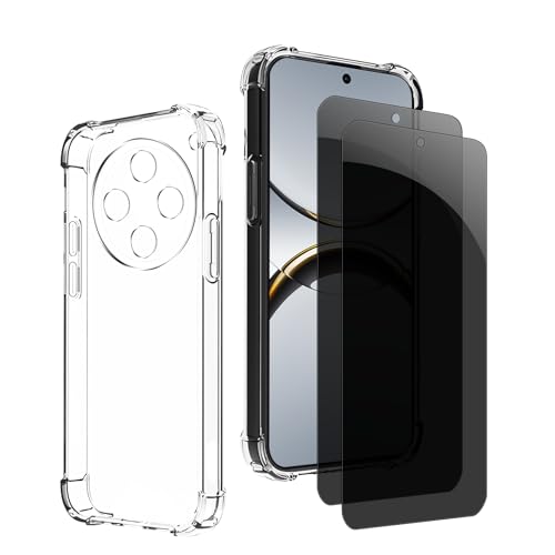 Kiokyrgm Panzerglas Sichtschutz für Oppo Find X8 pro, 1 tpu hülle mit 2 stück panzerglas,9H Glas, Anti-spy folie,Transparenter Silikon Schutzhülle,anti-yellowing,slim von Kiokyrgm