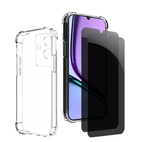 Kiokyrgm Panzerglas Sichtschutz für Realme Note60, 1 tpu hülle mit 2 stück panzerglas,9H Glas, Anti-spy folie,Transparenter Silikon Schutzhülle,anti-yellowing,slim Kiokyrgm Panzerglas Sichtschutz für Realme Note60, 1 tpu hülle mit 2 stück panzerglas,9H Glas, Anti-spy folie,Transparenter Silikon Schutzhülle,anti-yellowing,slim von Kiokyrgm