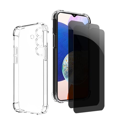 Kiokyrgm Panzerglas Sichtschutz für Samsung Galaxy A14 4g/5g, 1 tpu hülle mit 2 stück panzerglas,9H Glas, Anti-spy folie,Transparenter Silikon Schutzhülle,anti-yellowing,slim Kiokyrgm Panzerglas Sichtschutz für Samsung Galaxy A14 4g/5g, 1 tpu hülle mit 2 stück panzerglas,9H Glas, Anti-spy folie,Transparenter Silikon Schutzhülle,anti-yellowing,slim von Kiokyrgm