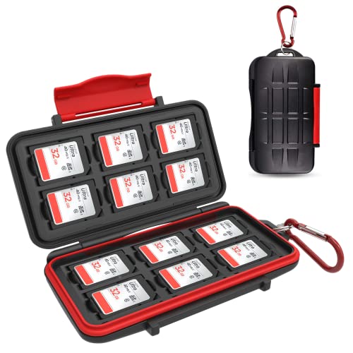 Kiorafoto 12 Slots SD Karten Aufbewahrung Box Professioneller wasserfester Anti-Schock für SD SDHC SDXC Speicherkartenhalter Aufbewahrungsbox Brieftasche, klein und tragbar von Kiorafoto