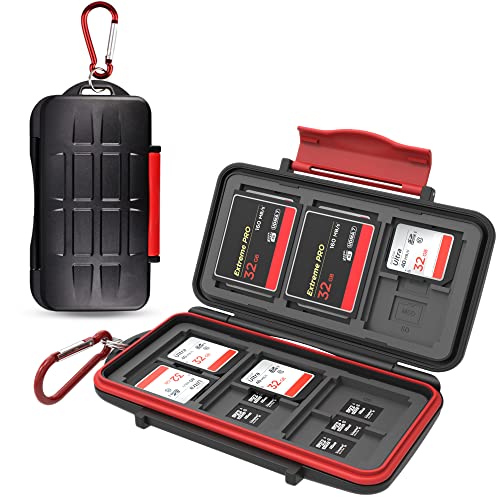 Kiorafoto 36 Slots SD Karten Aufbewahrung Hülle für 18 TF + 12 SD + 6 CF Speicherkartenhalter Case Storage Wallet, MSD Micro SD SDHC SDXC SDUC Speicherkarten mit Karabiner + Card Tray Removal Pin Key von Kiorafoto