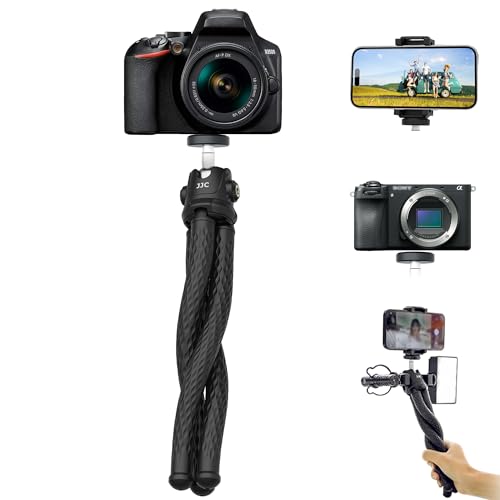 Kiorafoto Handy Stativ, Flexibel Stativ für Smartphone mit Voll Schwenkbar Kugelneiger, Selfie Stick, Camera Tripod Kamerastativ iPhone 15 14 Serien für YouTube, Urlaub, Reise von Kiorafoto