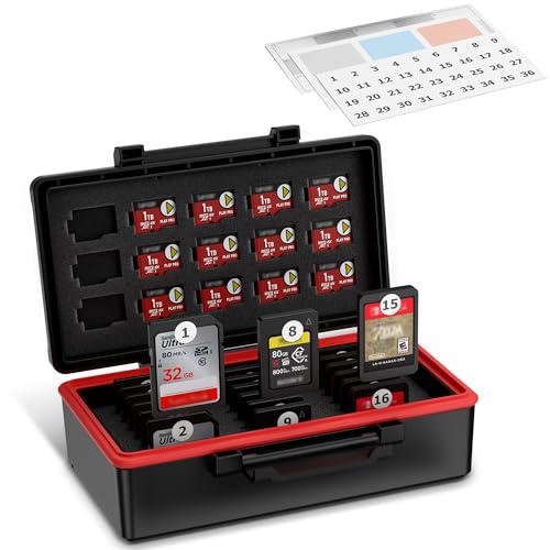Kiorafoto Speicherkarten Etui Tasche Aufbewahrung wasserdicht für 21x SD SDXC SDHC/NS/Sony PSV PS Vita + 15x Micro SD/TF – mit Speicherkarten Etiketten, Schutzbox Tragetasche SD Karten Case Box von Kiorafoto
