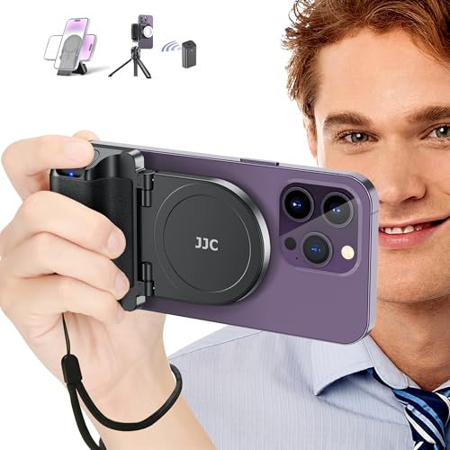 Magnetischer Smartphone Grip, Schwarz iPhone Kameragriff mit Abnehmbarer Drahtloser Fernbedienung, Kompatibel mit Magsafe, Kompatibel für iPhone 15 14 13 12 Android Handy Selfies, Handy-Halterung von Kiorafoto