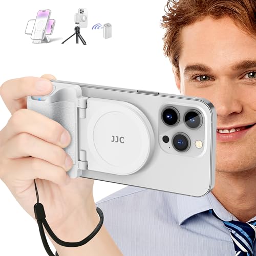 Magnetischer Smartphone Grip, Weiß Kameragriff mit Abnehmbarer Drahtloser Fernbedienung, Kompatibel mit Magsafe, Kompatibel für iPhone 15 14 13 12 Android Handy Selfies, Desktop-Handy-Halterung von Kiorafoto