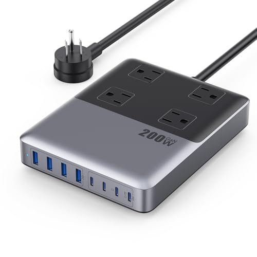 12 in 1 Ladestation USB C Steckdosenleiste mit 1,5 m Kabel und Stecker, 200W GaN IV USB C Ladeblock, 4 AC-Steckdosen, 4 USB-A, 4 USB-C für MacBook, iPhone 16/15/14, Ladegerät 12 in 1 Ladestation USB C Steckdosenleiste mit 1,5 m Kabel und Stecker, 200W GaN IV USB C Ladeblock, 4 AC-Steckdosen, 4 USB-A, 4 USB-C für MacBook, iPhone 16/15/14, Ladegerät von Kioson