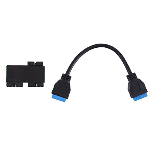 Kipebep USB-Hub 3.0, 19 Pin, One-to-Two mit und modularem Kabel, USB-Hub 19 Pin, Mainboard 19 Pin, Verlängerungskabel 1 auf 2 von Kipebep