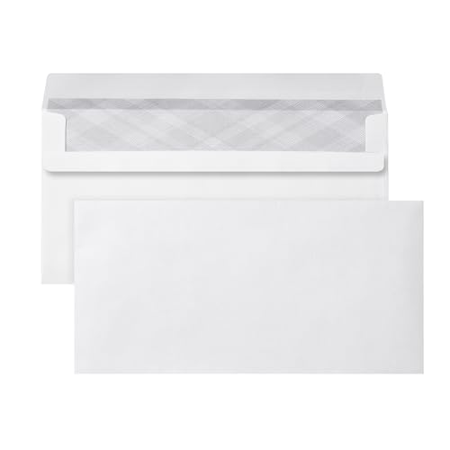 DIN lang Briefumschläge (110 Stück), Selbstklebende Briefumschläge ohne Fenster, weiße Briefumschläge mit Grauem Sichtschutzdruck innen, 110 x 220 mm, 80 g/m² von Kiperline
