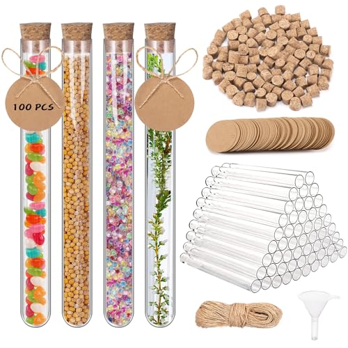 Reagenzglas mit Korken 100 Stück Reagenzgläser 16x100mm Reagenzgläser mit Korken mit 100 Kraftpapieranhänger+30m Hanfseil+1 Trichter, Reagenzgläser für Blumen DIY Craft Candy Liquids Spices Badesalz Reagenzglas mit Korken 100 Stück Reagenzgläser 16x100mm Reagenzgläser mit Korken mit 100 Kraftpapieranhänger+30m Hanfseil+1 Trichter, Reagenzgläser für Blumen DIY Craft Candy Liquids Spices Badesalz von Kiperline