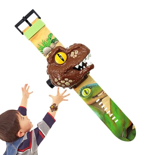 Kirdume Dinosaurier-3D-Projektor-Uhr-Spielzeug,24 Muster Taschenlampenuhren Elektronisches Spielzeug - Dinosaurier-Muster-Taschenlampe, Lernspielzeug, Geschenk für Kinder von Kirdume