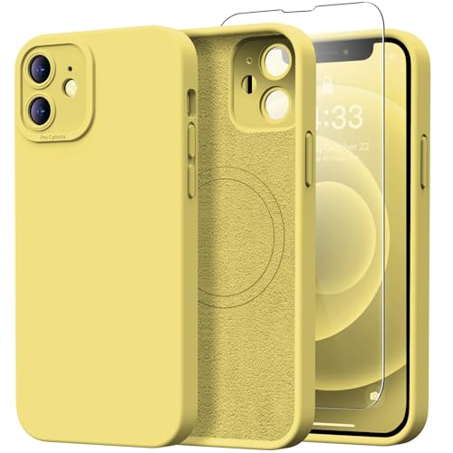 Kiresen Entworfen für iPhone 12 Hülle mit Displayschutzfolie, verbesserter Kameraschutz, kabelloses Laden, kompatibel mit Silikon, 6,1 Zoll für Männer, Frauen, Mädchen, Gelb Kiresen Entworfen für iPhone 12 Hülle mit Displayschutzfolie, verbesserter Kameraschutz, kabelloses Laden, kompatibel mit Silikon, 6,1 Zoll für Männer, Frauen, Mädchen, Gelb von Kiresen