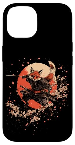 Samurai Fuchs Krieger Japanischer Fuchs Hülle für iPhone 14 von Kirschblüten Fuchs Ninja Folklore Krieger Geschenk