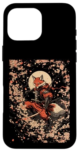 Samurai Fuchs Krieger Japanischer Fuchs Hülle für iPhone 16 Pro Max von Kirschblüten Fuchs Ninja Folklore Krieger Geschenk
