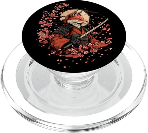 Samurai Fuchs Krieger Japanischer Fuchs PopSockets PopGrip für MagSafe von Kirschblüten Fuchs Ninja Folklore Krieger Geschenk