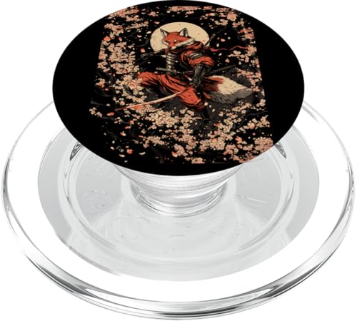 Samurai Fuchs Krieger Japanischer Fuchs PopSockets PopGrip für MagSafe von Kirschblüten Fuchs Ninja Folklore Krieger Geschenk