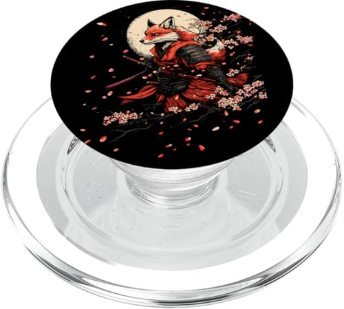 Samurai Fuchs Krieger Japanischer Fuchs PopSockets PopGrip für MagSafe von Kirschblüten Fuchs Ninja Folklore Krieger Geschenk