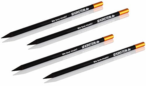 Kirstein 4er Set Magnet-Bleistift (hochwertige runde Bleistifte, oranges Stiftende magnetisch, perfekt für Unterricht, Probe und zu Hause) schwarz von Kirstein