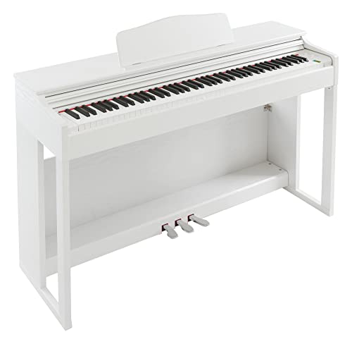 Kirstein DP-203 WM E-Piano - Digitalpiano mit Hammermechanik - 88 Tasten - 2 Anschlüsse für Kopfhörer, USB, Audio und MIDI - 3 Pedale - Piano für Anfänger - Weiß matt von Kirstein
