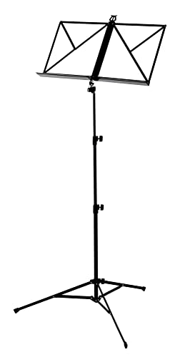 Kirstein Notenständer Light - mit Tasche - Bodenschonende Kunststofffüße - Individuell verstellbare Höhe ca. 55-100 cm - Gewicht ca. 1 kg - Schwarz von Kirstein