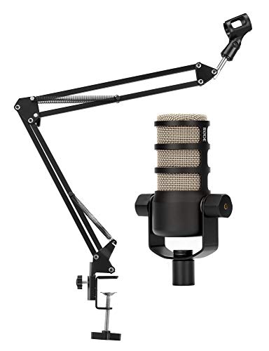 Røde PodMic Set mit Mikrofonarm (Dynamisches Podcast-Mikrofon mit Nierenkapsel, entwickelt für Sprachanwendungen mit dem RødeCaster Pro im Set inkl. Mikrofonarm Stativ) von Kirstein