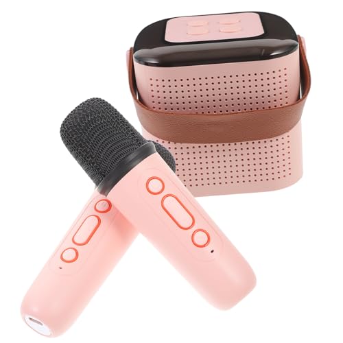 Kisangel 1 Satz tragbarer Mikrofonlautsprecher winzig Karaoke Familie Mini Miniatur Blau tragbares Mikrofon und Lautsprecher kleiner Lautsprecher drahtlos Abs Rosa von Kisangel