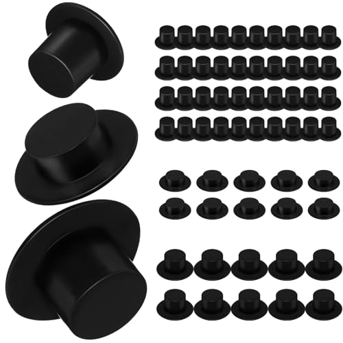 Kisangel 60-teiliges Mini-weihnachtsmützen-set Weihnachtsdekoration Schneemann Bastelzubehör Breite Krempe Zylinder von Kisangel