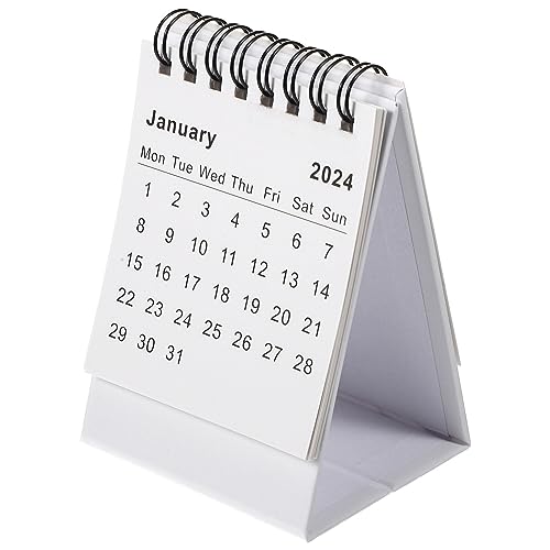 Kisangel Wohnkultur Mini-Tischkalender 2024. 1-2024. 12 Kalender Zeltkalender Klein Zum Aufstellen Monatlicher Zeitplan Countdown-Planer Kalender Weiß Haushaltsdekoration von Kisangel