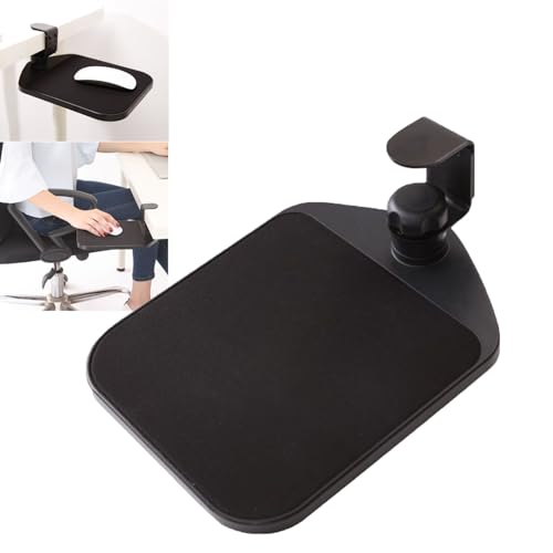 Mauspad, für Zuhause, Büro, unter dem Schreibtisch, zum Anklemmen, 360° drehbare Erweiterungsplatte, Handgelenkauflage, verstellbare Computer-Handhalterung, Mauspad, Stützplattform (schwarz) von Kisbeibi