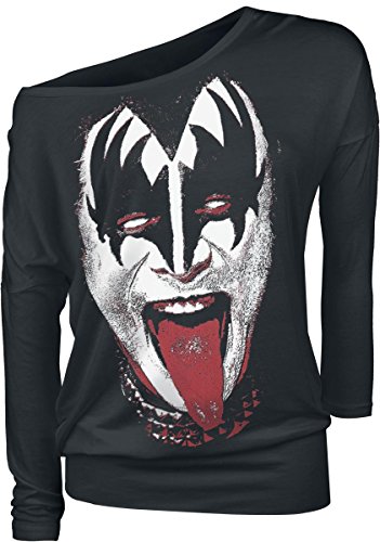 Off the Shoulder T-Shirt (Unisex-S) Gene Face (Black) von Kiss