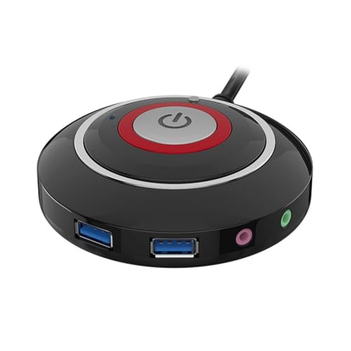 Kissmii Desktop-Computer-Schalter mit Dual-USB-Anschlüssen und Audio-PC-Externem Startknopf, 165cm Kabel von Kissmii