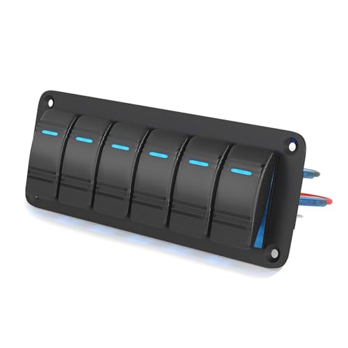 Kissmii LED-Wippschalter-Panel 12 V 24 V 6-Gang-Autoschalter-Panel ein/Aus für Autozubehör Marine Boot Caravan RV Kissmii LED-Wippschalter-Panel 12 V 24 V 6-Gang-Autoschalter-Panel ein/Aus für Autozubehör Marine Boot Caravan RV von Kissmii
