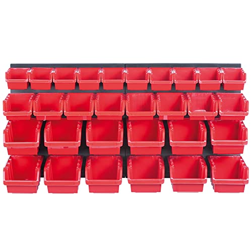 Kistenberg Wandregal mit Stapelboxen Werkzeugbrett Aufbewahrung Set 32 tlg. Lochwand Sichtlagerboxen Werkstattwand Lagersystem Werkstattregal (2x Werkzeugtafel 30x Kästen, erweiterbar, KOR3) von Kistenberg
