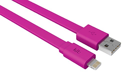 Kit FRESH MFI Ladekabel / Datenkabel / Sync-Kabel mit Lightning Anschluss und LED Statusanzeige für Apple iPhone, iPad und iPod - Pink von Kit
