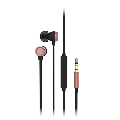 KitSound Hudson Wired Kabelgebundene Ohrhörer mit Anruffunktion, Titelsteuerung und Verschlaufungsfreiem Kabel - Rose Gold von KitVision