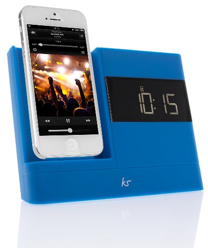 KitSound XDOCK2 Radio Uhr Dockingstation/Ladegerät mit Lightning Anschluss für iPhone 5/5S/5C/SE, iPod Nano 7. Generation and iPod Touch 5. Generation (UK Netzstecker) - Blau von KitVision