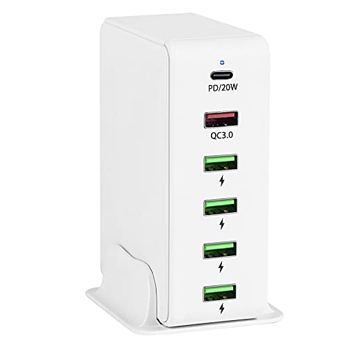 65W USB Ladegerät Mehrfach mit 20W Power Delivery 3.0 USB C Netzstecker und 18W QC3.0 Steckdosenadapter Multi USB Verteiler Netzteil für i Phone 15 14 13 Samsung Pixel mehrere geräte,Weiß von Kitbox