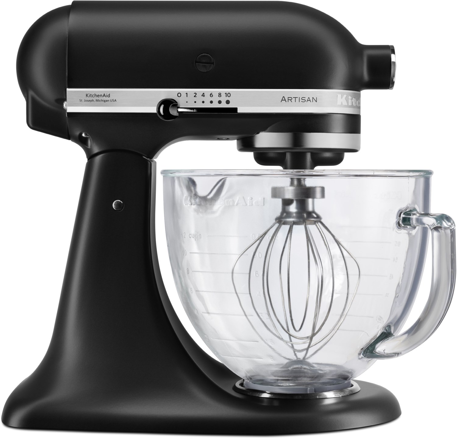 5KSM156EBM Artisan mit Glasschüssel Küchenmaschine matt schwarz von KitchenAid