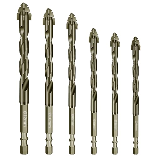 Bohrer Set Metall Bohrer mit Sechskantschaft Bohrer Set Gemischt 4 mm, 5 mm, 6 mm, 8 mm, 10 mm, 12 mm, steinbohrer für Fliesen, Keramik, Glas, Beton, Ziegel, Stahl, Holz, 6 Stück Bohrer Set Metall Bohrer mit Sechskantschaft Bohrer Set Gemischt 4 mm, 5 mm, 6 mm, 8 mm, 10 mm, 12 mm, steinbohrer für Fliesen, Keramik, Glas, Beton, Ziegel, Stahl, Holz, 6 Stück von Kitnelw