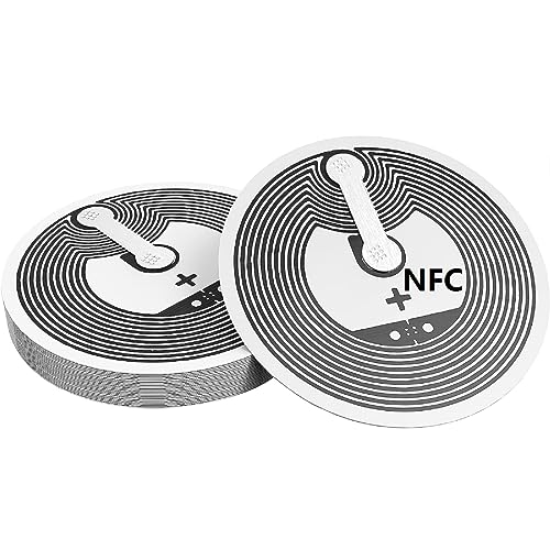 NFC 215 Karten,NFC Tag,NFC-Aufkleber 15PC Wiederbeschreibbar Leeres Weiß NFC Kartenanhänger Kompatibel mit TagMo und Amiibo und NFC fähigen Handys und Geräten(25 mm) von Kiuiom