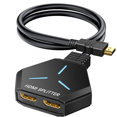 KiWiBiRD HDMI Splitter 1 in 2 Out HDMI Verteiler 2 Monitore Gleichzeitig HDMI Duplikator 4K @ 60Hz 3D 2160p 1440p 1080p HDCP, Kompatibel mit PS5 PS4 TV Box Fernseher Gaming PC Laptop Projektor von KiwiBird