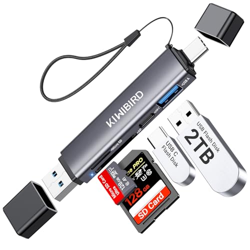 KiWiBiRD USB 3.0 SD Kartenleser Card Reader USB C, Micro SD Kartenlesegerät Karten Adapter Typ C, Kompatibel mit iPhone 16 15 Plus Pro Max Mac MacBook Air iMac, PC, Galaxy S25 S24, Android Handy von KiwiBird