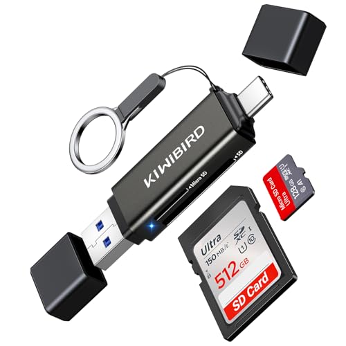 KiWiBiRD USB C 3.1 SD Kartenleser, Micro SD zu USB 3.0 Typ C OTG Speicherkarte Adapter für SDHC SDXC MicroSD UHS-I Karten Kompatibel mit MacBook Pro, Mac, iPad Air Pro, Galaxy S23, iPhone 15, Xiaomi von KiwiBird