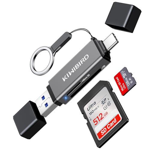 KiWiBiRD USB C 3.1 SD Kartenleser, Micro SD zu USB 3.0 Typ C OTG Speicherkarte Adapter für SDHC SDXC MicroSD UHS-I Karten Kompatibel mit MacBook Pro, Mac, iPad Air Pro, Galaxy S23, iPhone 15, Xiaomi von KiwiBird