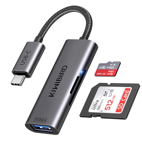 KiWiBiRD USB C SD Kartenleser, Micro SD auf Typ C Thunderbolt 3 4 Adapter, Kartenlesegerät für SDHC SDXC TF Karte Kompatibel mit MacBook Air Pro M1 M2 M3, iPad Pro, iPhone 15 Plus Pro Max, Galaxy S24 von KiwiBird