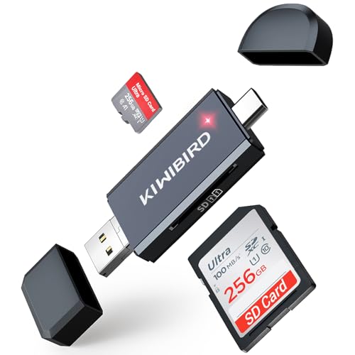 KiWiBiRD USB C SD Micro SD Kartenleser, Typ-C USB-A Micro USB Speicherkartenadapter für SDXC SDHC UHS-I Karten kompatibel mit iPad Pro, MacBook, Galaxy Tab S7 Tab A, Android-Telefon von KiwiBird